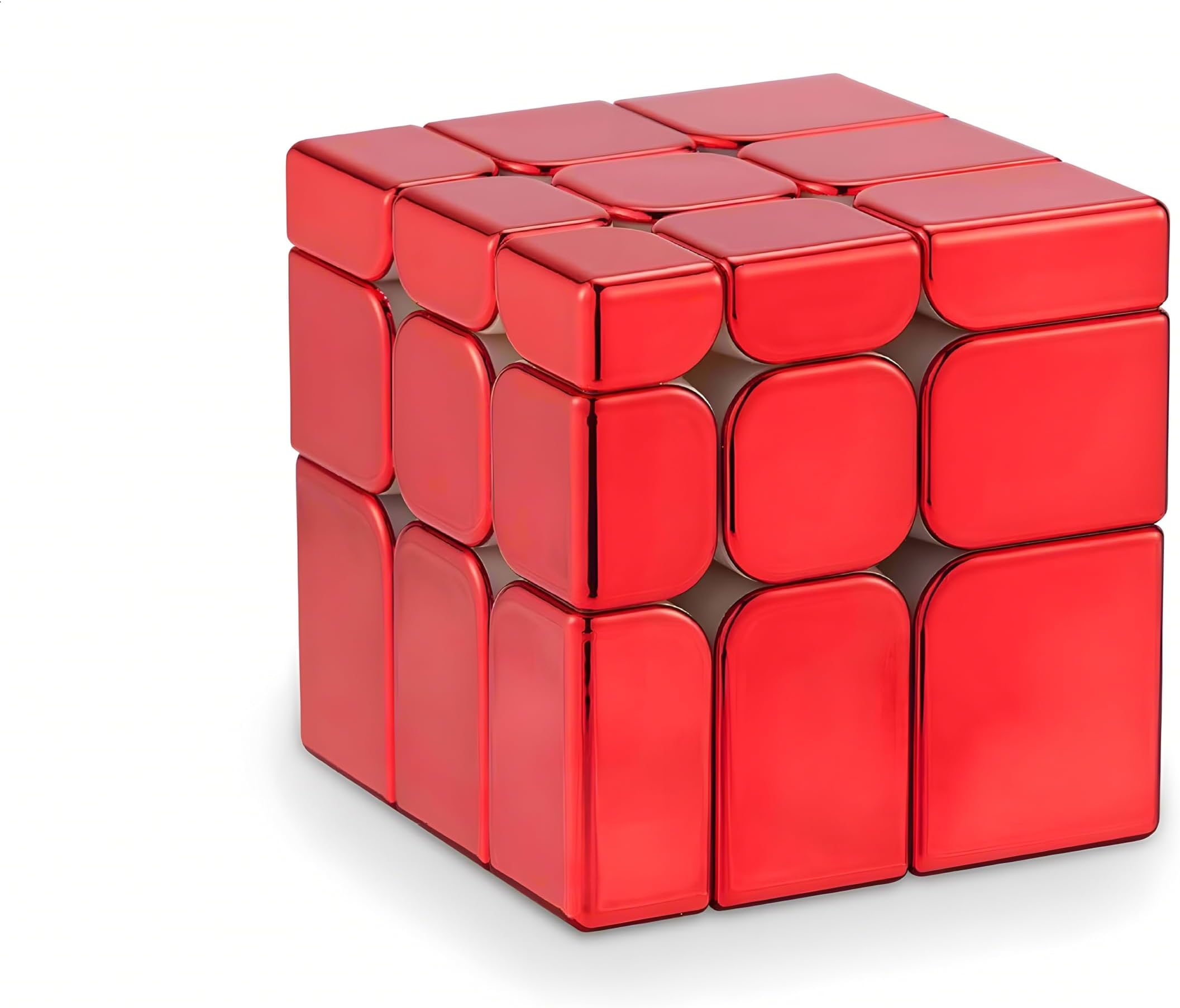 LiangCuberCyclone Boys Magnetic Red Mirror Cube 3x3 Stickerless,Reflective Speed Cube 3x3x3 Mirror Red Shiny Surface