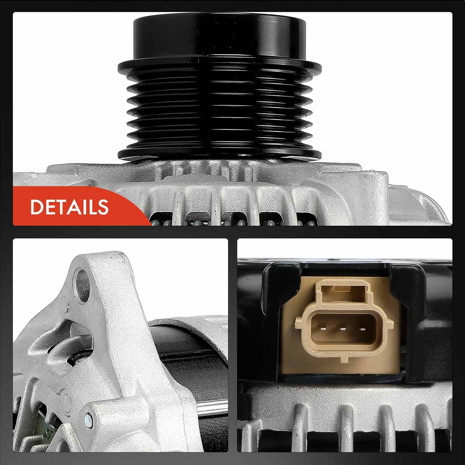 A-Premium Alternator Compatible with Ford F-150 F150 2015 2016 2.7L, 12V 225A 6-Groove Decoupler Pulley Clockwise, Replace# 1042110060, FL3Z10346F