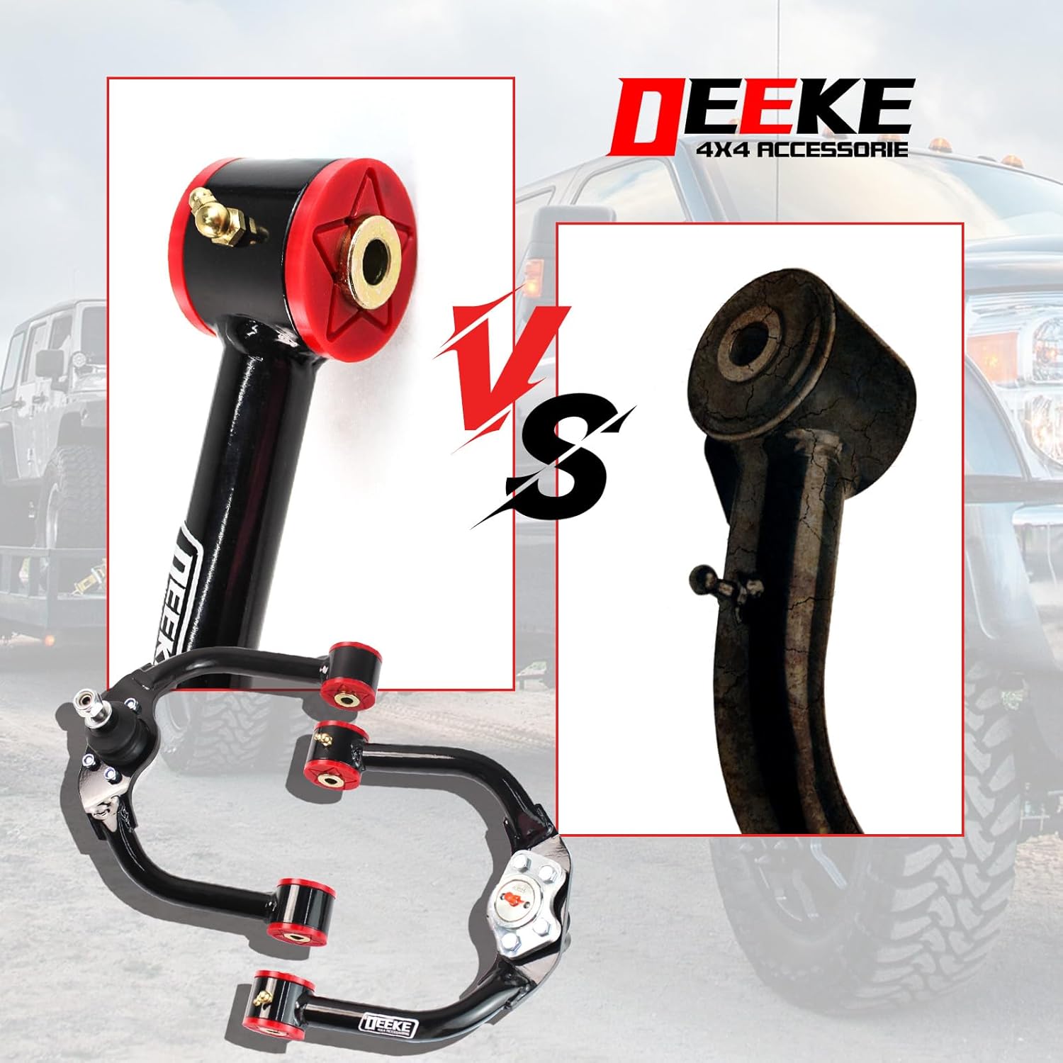 1-4" Lift Front Upper Control Arms Compatible with for Lifted Grand Cherokee (WK) & Jeep Commander (XK) 2005-2010, 1-4" Lift Adjustable Front Control Arms Tubular Steel w/Ball Joints（Black）