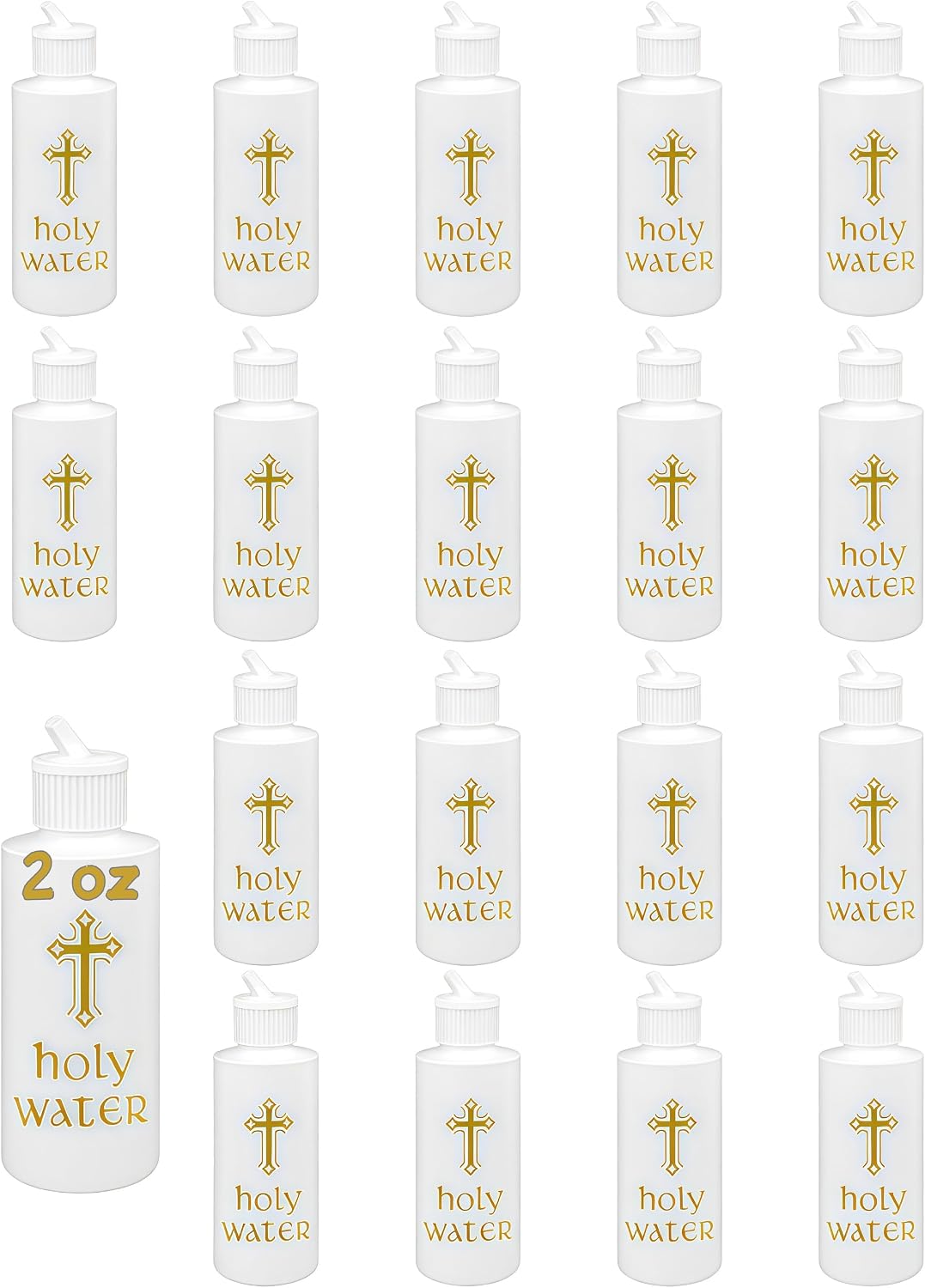 3 Pcs Holy Water Bottles, 8.5 oz/ 250ml Plastic Holy Water Container Reusable Empty Bottle with Gold Cross for Catholic, Church, Baptism, First Communion Gift, Daily Prayer & Blessing