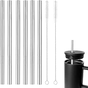 12-Inch Reusable Straws For 40oz Tumblers - 6 Pack Multicolor With Cleaning Brush