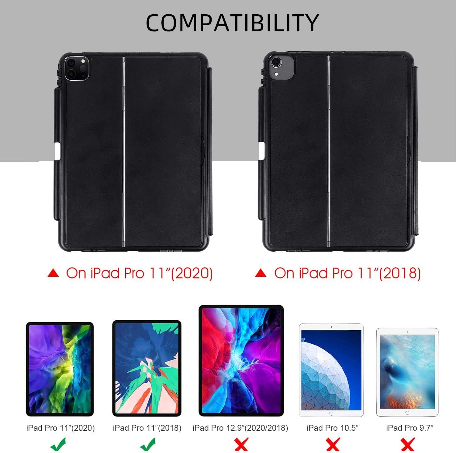 Get Special Price Elecbae Keyboard Case for iPad Pro 11 2020 2nd Generation with Pencil Holder, Detachable Wireless Bluetooth Keyboard with Embedded Stand Cover for 11-inch iPad 2018 2020 (Black)