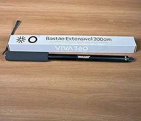 Bastão invisível Extensível 200cm Viva360 para Camera 360° Rosca 1/4 Universal
