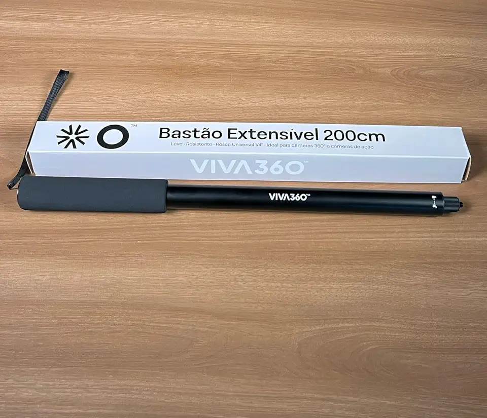 Bastão invisível Extensível 200cm Viva360 para Camera 360° Rosca 1/4 Universal