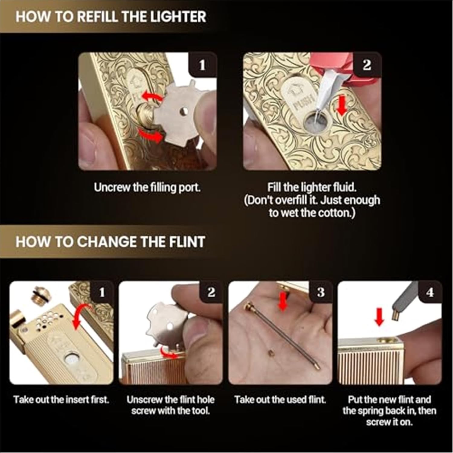 Lifting Vintage Brass Kerosene Windproof Lighter, Matchbox Lighter, Hand-Carved, Push-Pull Ignition, refillable Fuel, Suitable for Collection Decoration (Kerosene not Included)(B)