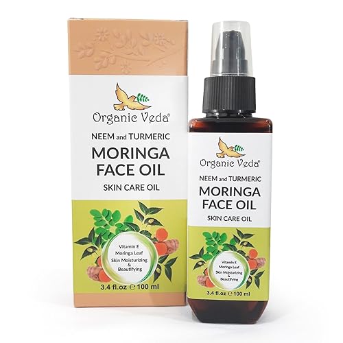 Miniatura 1 de Organic Veda Aceite facial de Moringa con neem y cúrcuma  Aceite hidratante 100% puro para el cuidado de la piel prensado en frío, para el cabello y