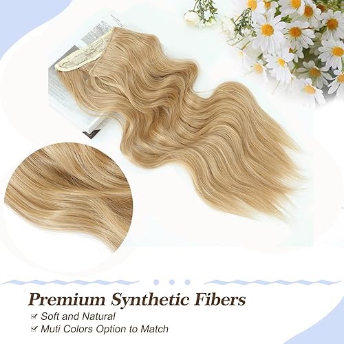 Miniatura 3 de Fine Plus Extensiones de cabello de alambre invisible con alambre transparente tamaño ajustable 2 clips línea larga ondulada cabello secreto 16