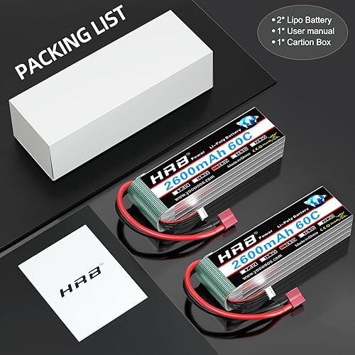 Miniatura 7 de HRB 2 unids 4S 2600mAh Lipo Batería 60C 14.8V RC Lipo Batería Compatible con RC Car RC Avión RC Camión RC Barco