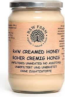 900 g Pure Raw Creamed Wildflowers Honey - Unfiltered, Unheated, Cold-Extracted – Rich in Enzymes & Pollen, Straight from RAW FARM Bee hives (900, Creamed Wildflowers Honey)
