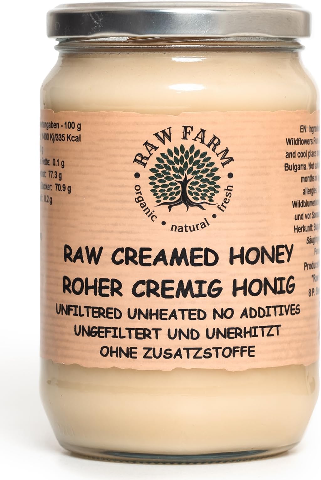 Raw Farm - Pure Raw Creamed Wildflowers Honey - Unfiltered, Unheated, Cold-Extracted – 900g