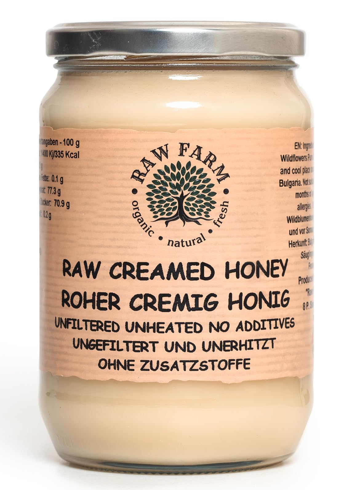 900 g Pure Raw Creamed Wildflowers Honey - Unfiltered, Unheated, Cold-Extracted – Rich in Enzymes & Pollen, Straight from RAW FARM Bee hives (900, Creamed Wildflowers Honey)