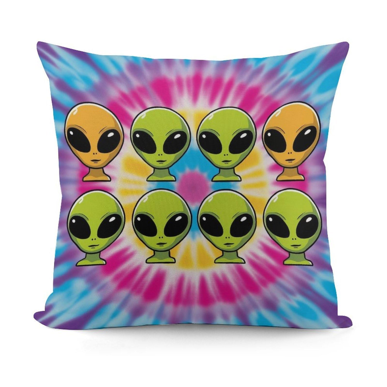Smazdfxx Picture(646) Softffy Aliens Tie Dye Cushion Covers Comfort Plush Pillow Cover For Sofa Bedroom Pillow Shell