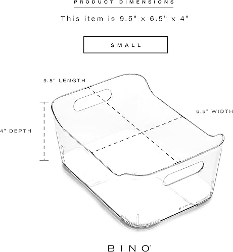 Miniatura 3 de BINO Organizador de almacenamiento para frigorífico, congelador y despensa con asas, plástico transparente y transparente, amplio contenedor de