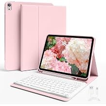 Keyboard Case for iPad A16 11th Gen 11 inch 2025 & iPad 10th Gen 10.9 inch 2022 with Holder | Detachable Bluetooth Wireless Keyboard | Soft TPU Back Shell | Auto Sleep/WakeChalk Pink