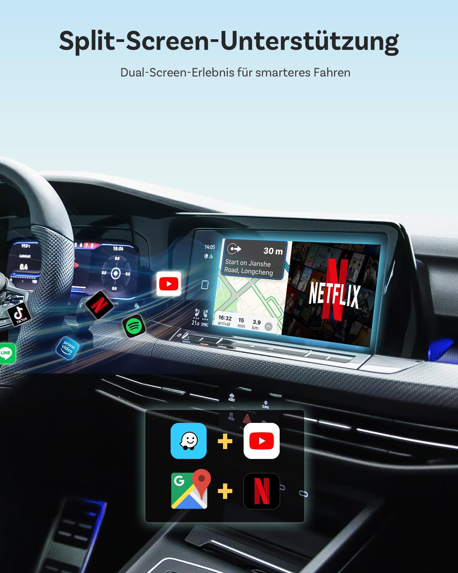 OTTOCAST OttoAibox E2 2026 Android 13 Car AI Box – Wireless CarPlay & Android Auto Adapter, 3-in-1 Smart System, CloudSIM 3.0, Dual WiFi, Split Screen, Plug & Play Car Multimedia Upgrade