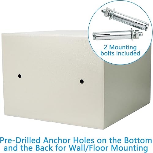 Miniatura 5 de Luwint Caja de seguridad pequeña de acero con llave, uso doméstico general, 9.5 x 9 x 6.5 pulgadas (blanco)