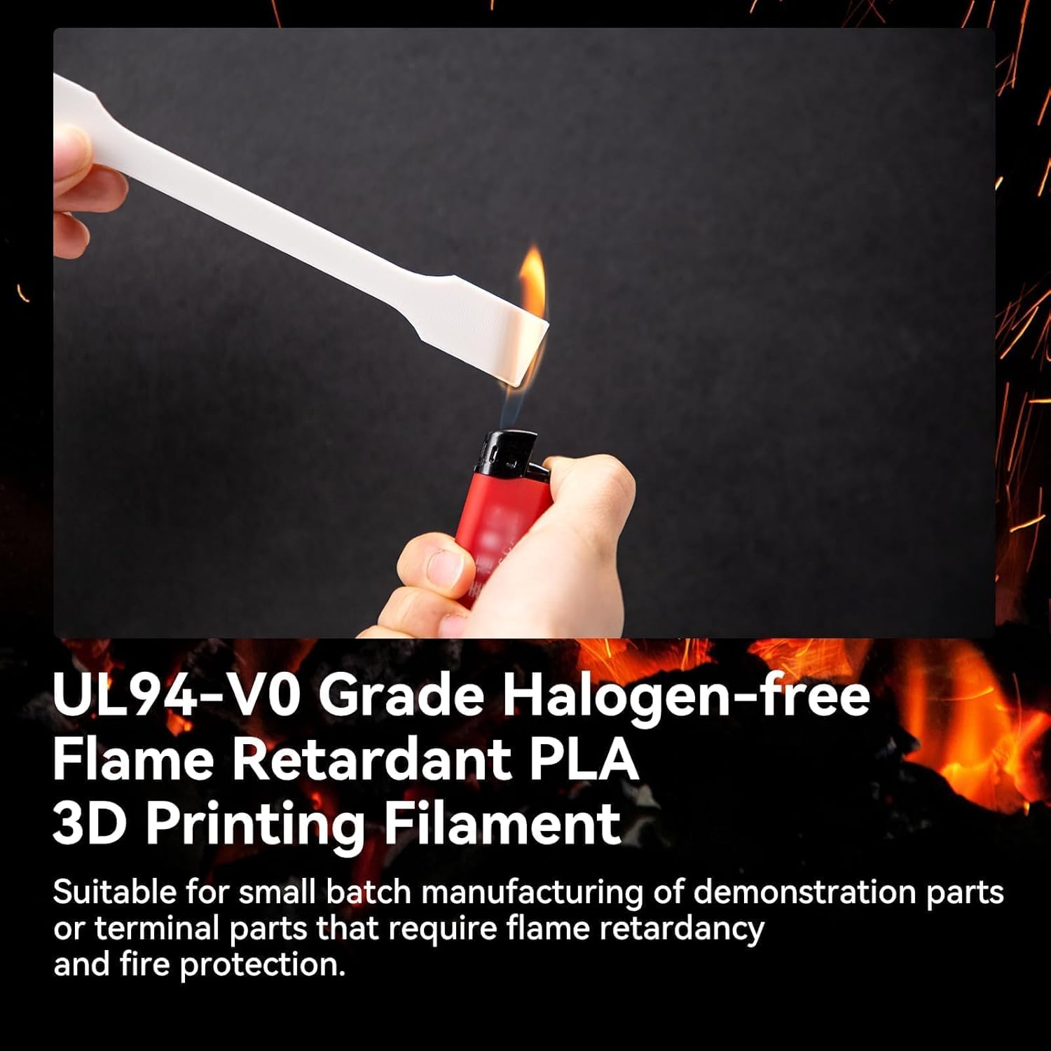 kexcelled Flame Retardant PLA Filament 1.75mm,White FR PLA 3D Printer Filament,UL94-V0 Grade Halogen-Free Fire Retardant Material,Dimensional Accuracy +/- 0.03mm,1kg Spool (2.2lbs)