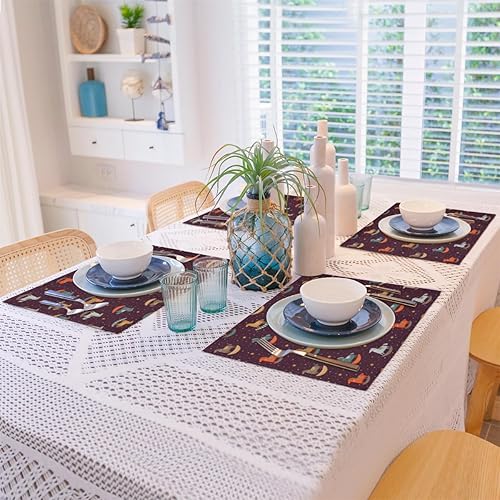 Miniatura 8 de Cute Horse Texture Placemats Set of 4 Table Mats Washable Placemat Waterproof Place Mats for Party Home Dining Table Decor 18x12 in