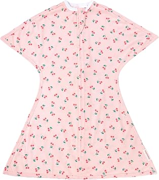 SleepingBaby Zipadee-Zip Transition Swaddle - Cozy Baby Swaddle Blanket with Zipper Convenience - Roomy Wearable Blanket for Easy Diaper Changes - Cherries, Large (12-24 Month)
