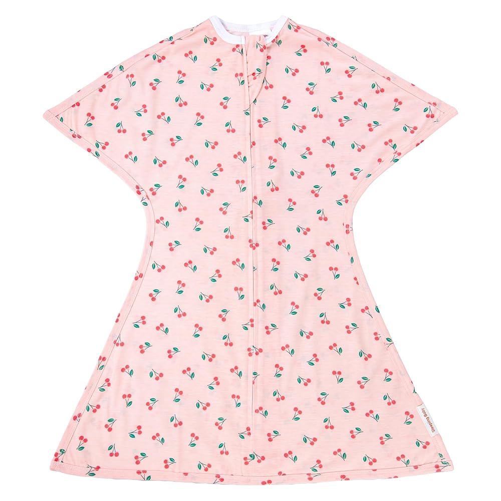 SleepingBaby Zipadee-Zip Transition Swaddle - Cozy Baby Swaddle Blanket with Zipper Convenience - Roomy Wearable Blanket for Easy Diaper Changes - Cherries, Small (4-8 Month)