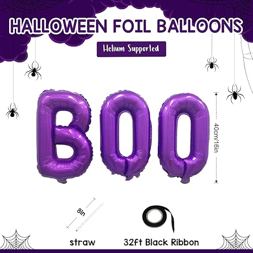 Miniatura 51 de Globos de aluminio de Halloween, juego de pancartas de globo negro para fiesta, kit de banderines de letras de Mylar de 16 pulgadas para decoración
