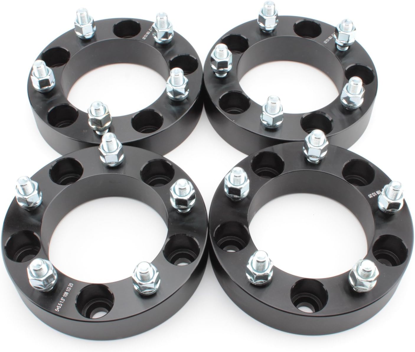 LHE- 4pcs Wheel Spacers 1.5"(38mm) Thick 5x5.5 (5X139.7) Bolt Pattern 108mm Hub Bore with 1/2" Studs Compatible for Dodge Ram 1500, Ford F100 F150 E100 E150 Bronco