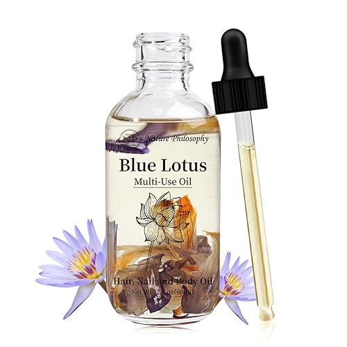 NP NATURES PHILOSOPHY Blue Lotus Aceite multiusos para cara, cuerpo y cabello, aceite esencial orgánico fragante vegetal para piel seca, cuero