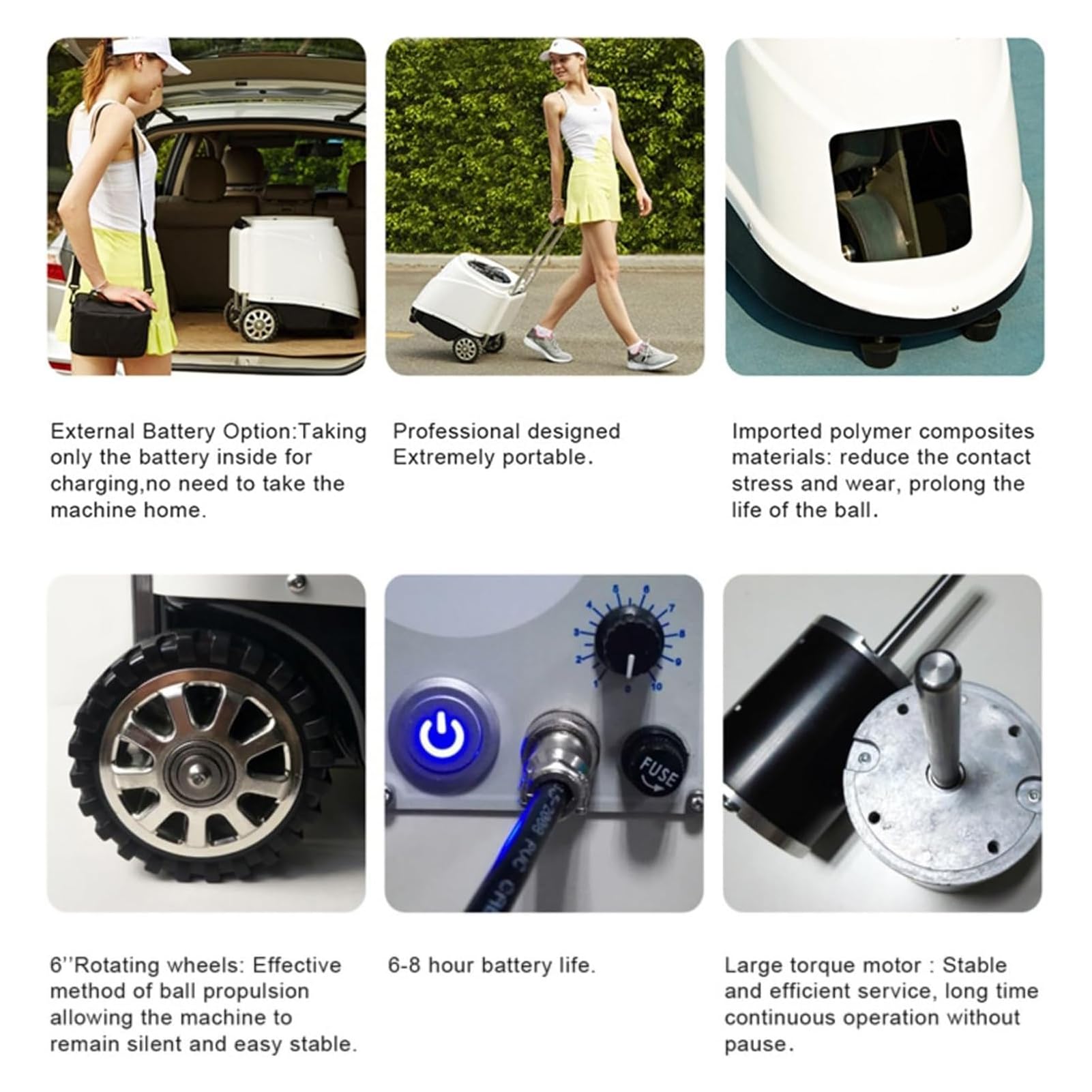 Máquina Lanzabolas de Tenis Profesional Control Remoto por App,Velocidad y Efecto Ajustables,Capacidad 150 Pelotas,para Principiantes y Profesionales,Entrenamiento en Solitario y Práctica Autónoma
