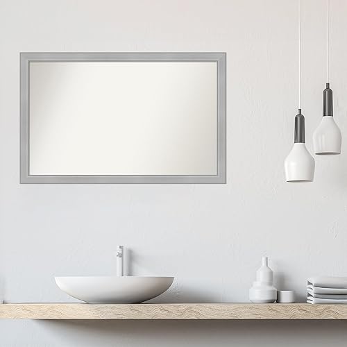 Miniatura 5 de Amanti Art Vista - Espejo de baño estrecho de níquel cepillado, espejo de pared o espejo de tocador de baño sobre fregadero (24.75 x 38.75