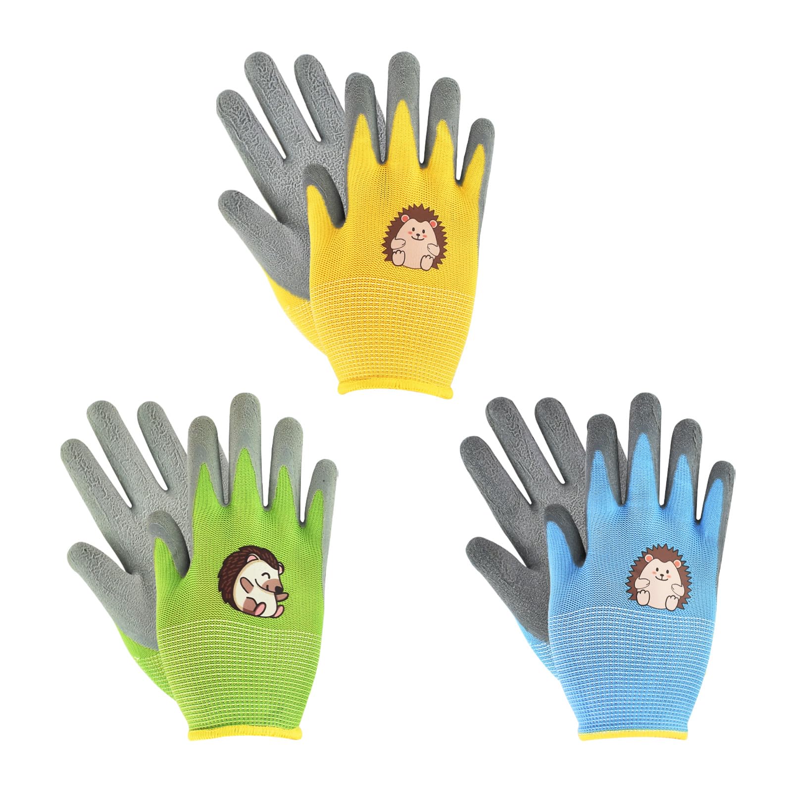 Vgo... 3 paia Guanti da Lavoro per Bambini, Guanti Protettivi da Giardinaggio Gioco a Esterno Guanti Morbidi Traspiranti