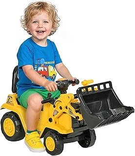 HOMCOM Escavatore per Bambini con Benna, Schienale e Spazio Contenitore a Scomparsa, Ruspa Giocattolo in PP e ABS, 80x26.5x39 cm, Giallo e Nero
