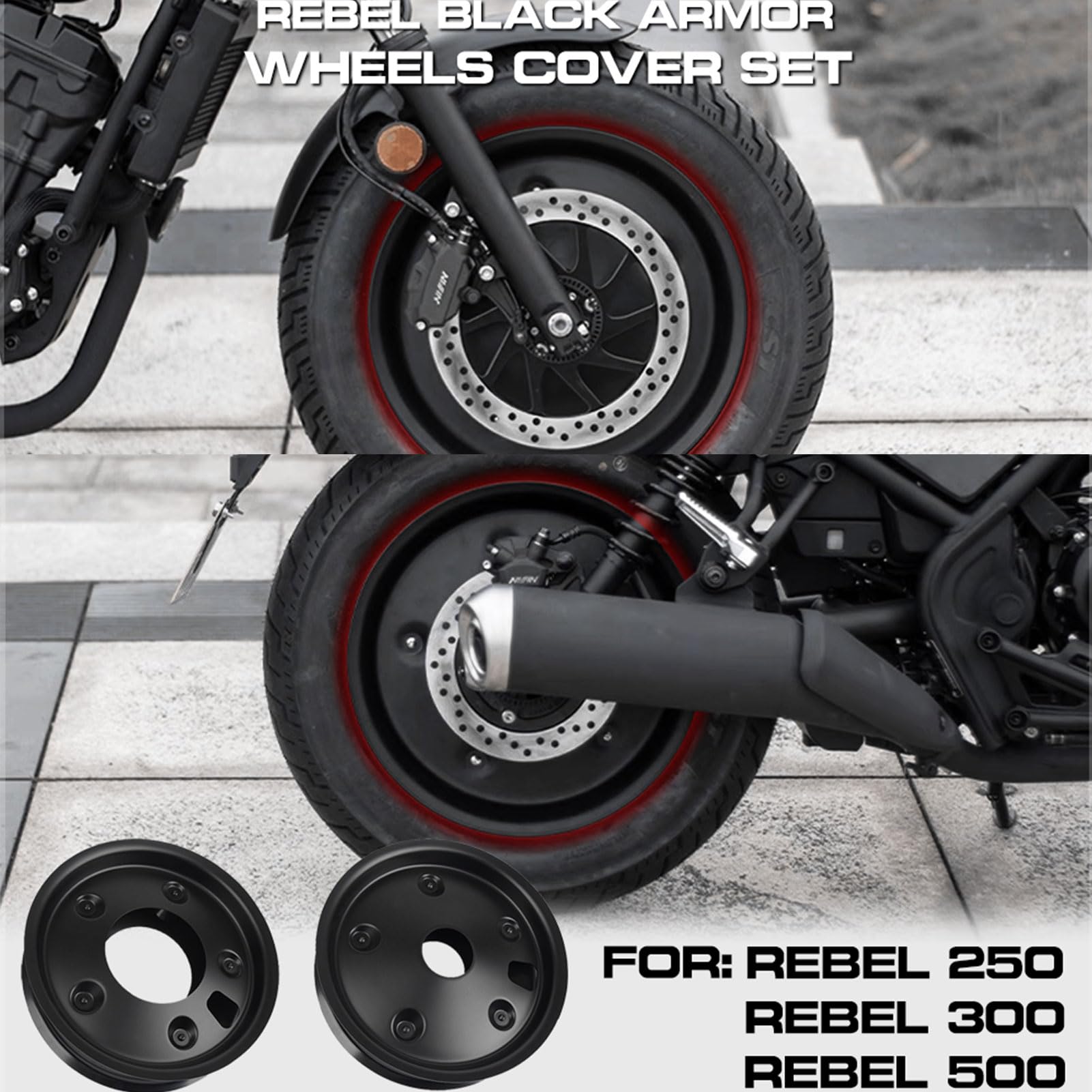 WOOGA Rebel CMX 300 CMX 500 Rebel500 2017-2024 koła motocyklowe, felgi, piasty, środkowe zaślepki, osłona ABS, zmodyfikowane akcesoria, całkowicie odporne na wysokie temperatury i uderzenia