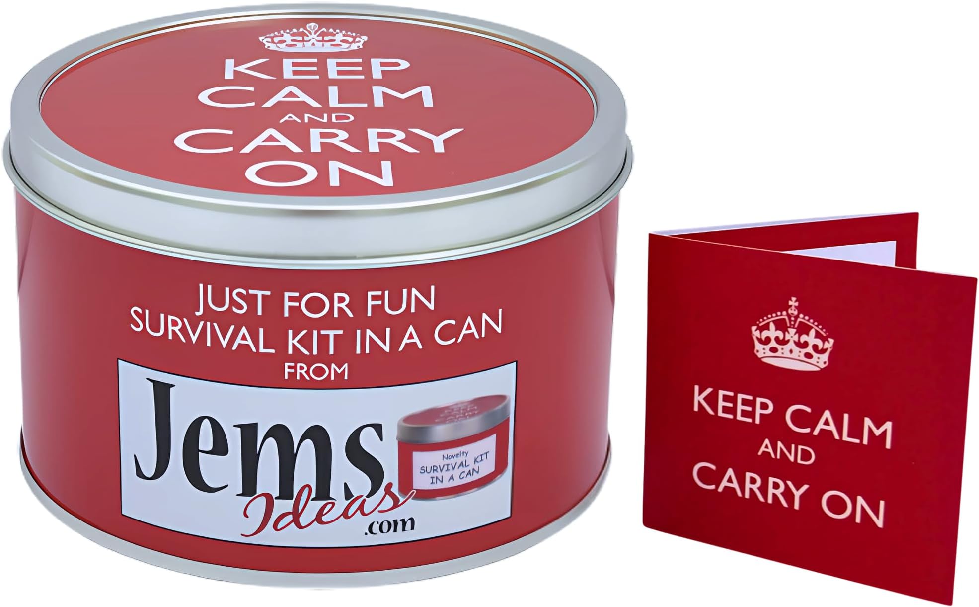 Keep Calm & Carry On Survival Kit In A Can - Fun Gift For Festival, Camping, Travel/Travelling, School/Exams, Sport, Golf/Fishing, DIY, New Mum/Dad/Parents, New Home/Moving Present & Card Gift Set