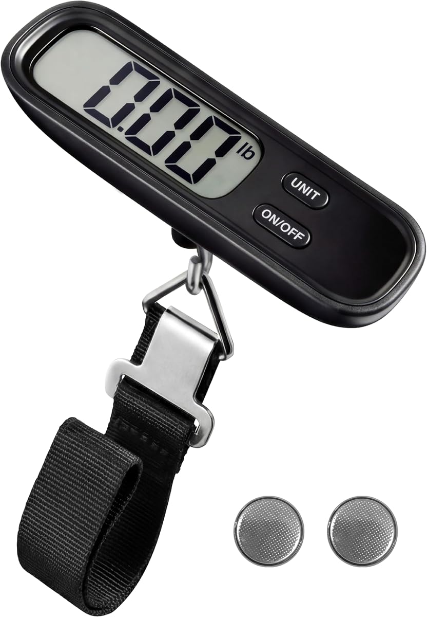 LUGGEX Báscula de equipaje, báscula de maleta, báscula de equipaje digital de viaje, 1 paquete | Báscula de viaje con pantalla LCD grande, portátil y batería incluida
