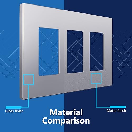 Miniatura 580 de LIDER - Cubierta decorativa de interruptor doble con acabado mate, placa de pared sin tornillos, tamaño mediano, 2 bandas, 4.88 x 4.92 pulgadas