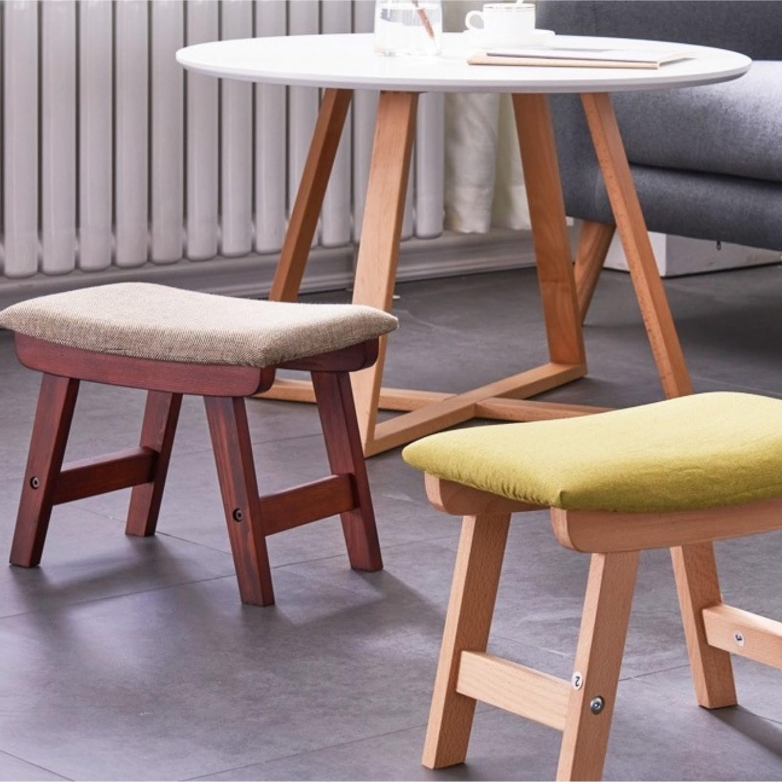 Ottomana Salón Reposapiés De Madera con Cuatro Espaciadores Antideslizantes For Sala Estar Y Dormitorio Asiento Extra(Bruin)