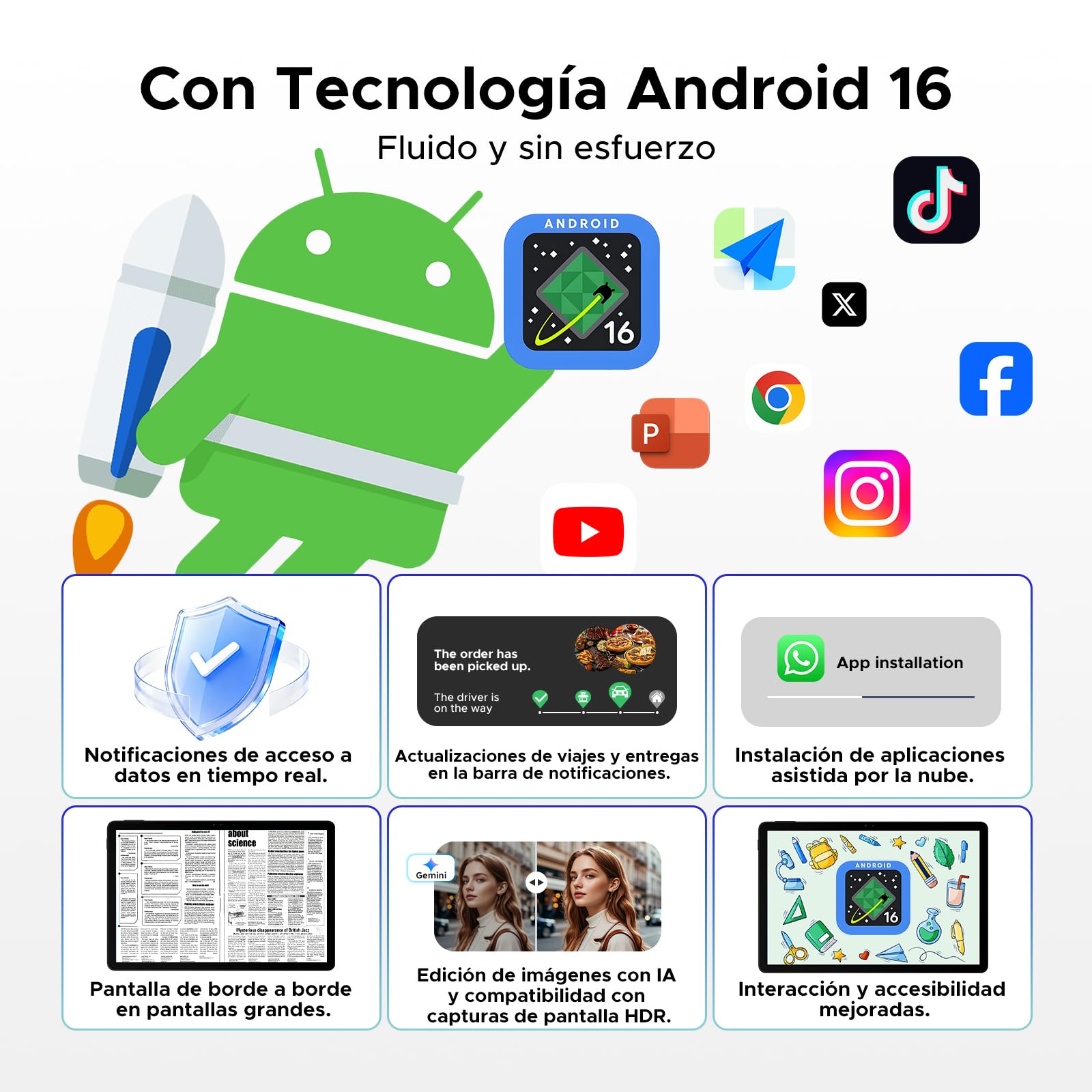 POPUX P11 Tablet Android 16, Tablet 11 Pulgadas con 48GB RAM+128GB ROM/TF 2TB, T7250 Tablets Android con 90Hz Display, 8800mAh, 13MP+5MP, Gemini AI, Widevine L1, 5G WiFi, Teclado, Lapiz, Negro - 4