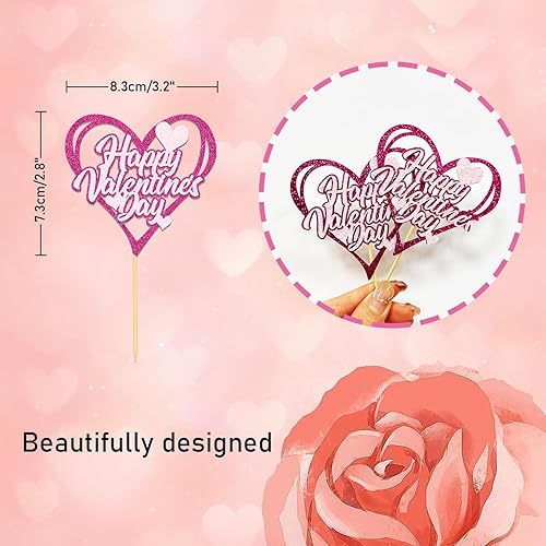 Miniatura 8 de 24 adornos para cupcakes del día de San Valentín para decoraciones de San Valentín, temática de dulce amor, para decoración de pasteles del día de
