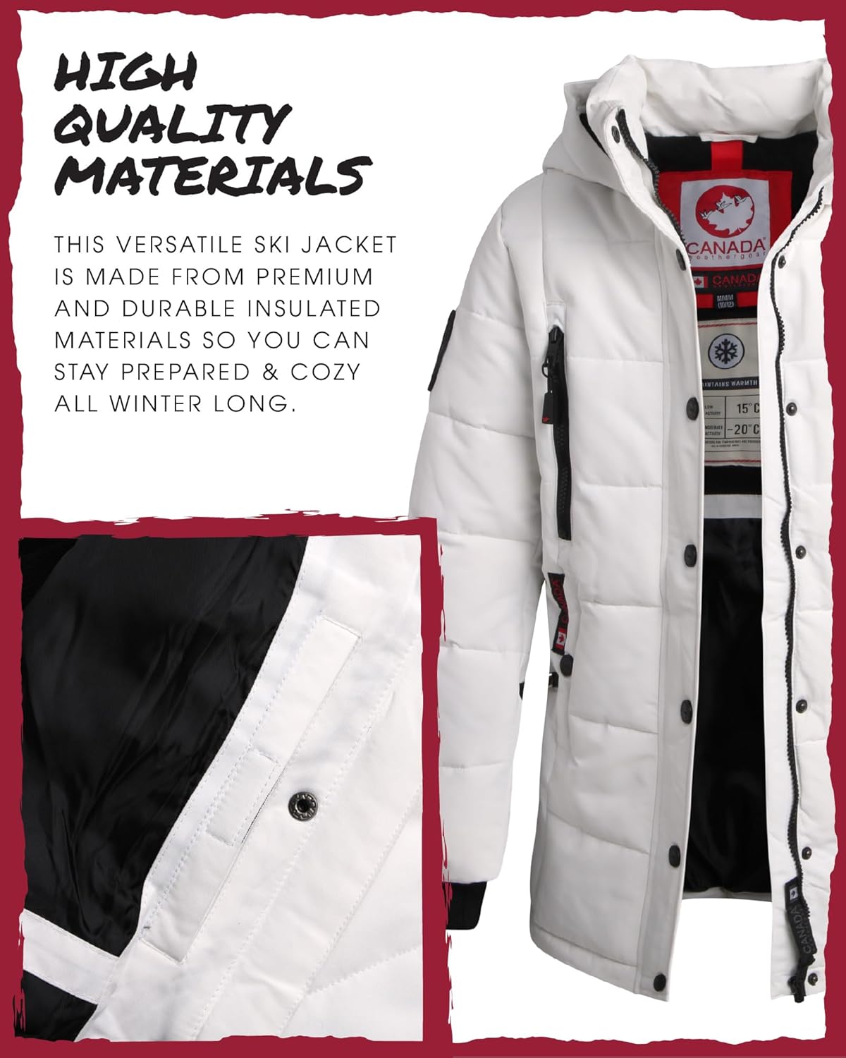 CANADA WEATHER GEAR Girls Winter Coat - Stadium Length Wind & Water Resistant Quilted Puffer Parka Kids Insulated Outerwear - Image 5