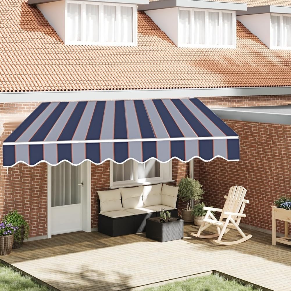 Odporna na promieniowanie UV wodoodporna wysuwana markiza zastępcza z tkaniny na taras, balkon, podwórko - baldachim przeciwsłoneczny (430 x 300 cm) - materiał poliestrowy