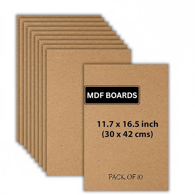 ArtzFolio MDF Board 2.1mm Thick Cutout Sheets for DIY Art Craft Project | Unfinished Sides Engineered Wood Blanks for Paintings, Laser, Engraving | A3 Size | 11.7x16.5 inch (30x42 cms) | Pack of 10