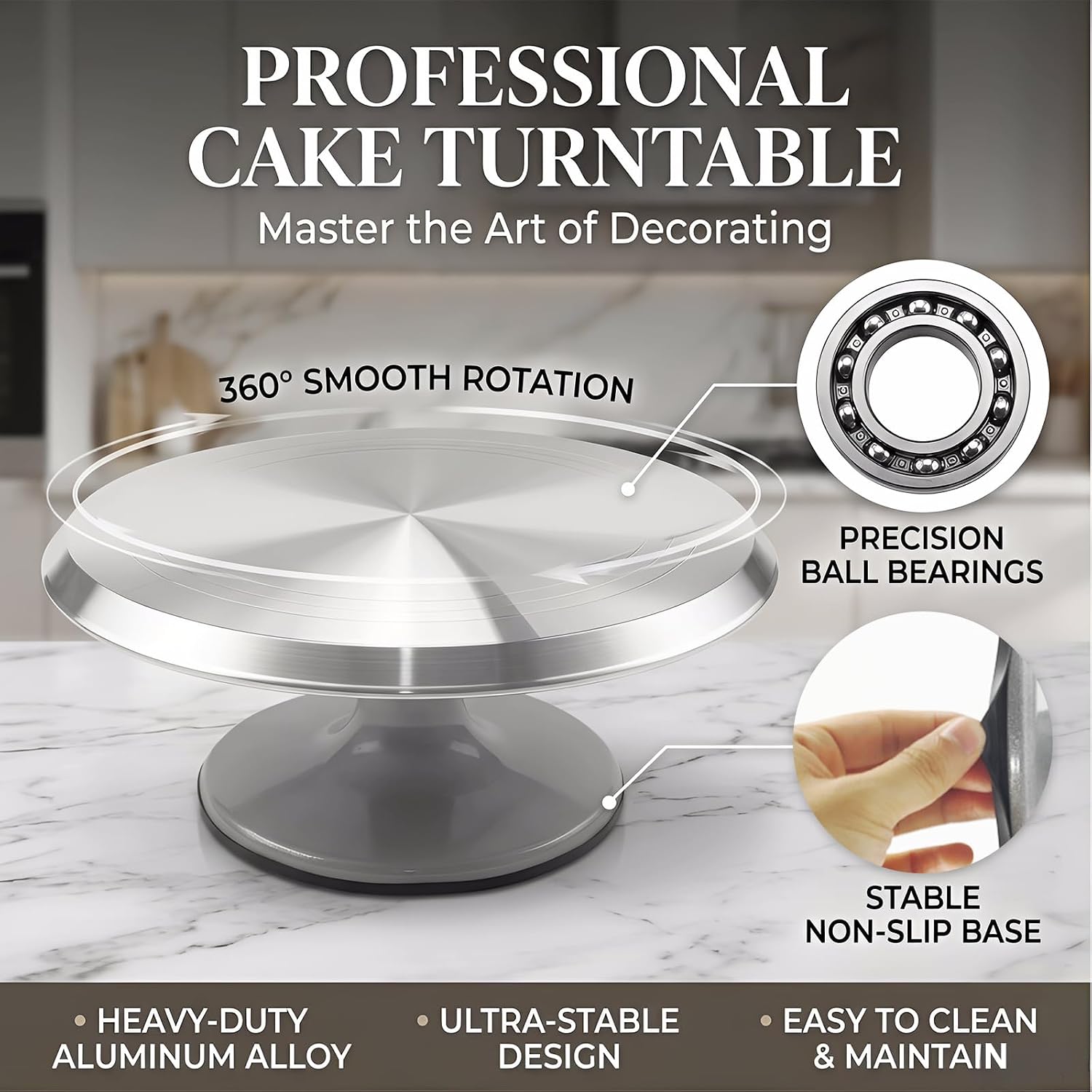 Cake Decorating Supplies Kit with 12" Aluminum Rotating Cake Turntable Stand, Professional Baking Tools, Cake Leveler, Spatulas & Scrapers, Complete Kit for Birthday & Wedding Cakes(74Pcs)