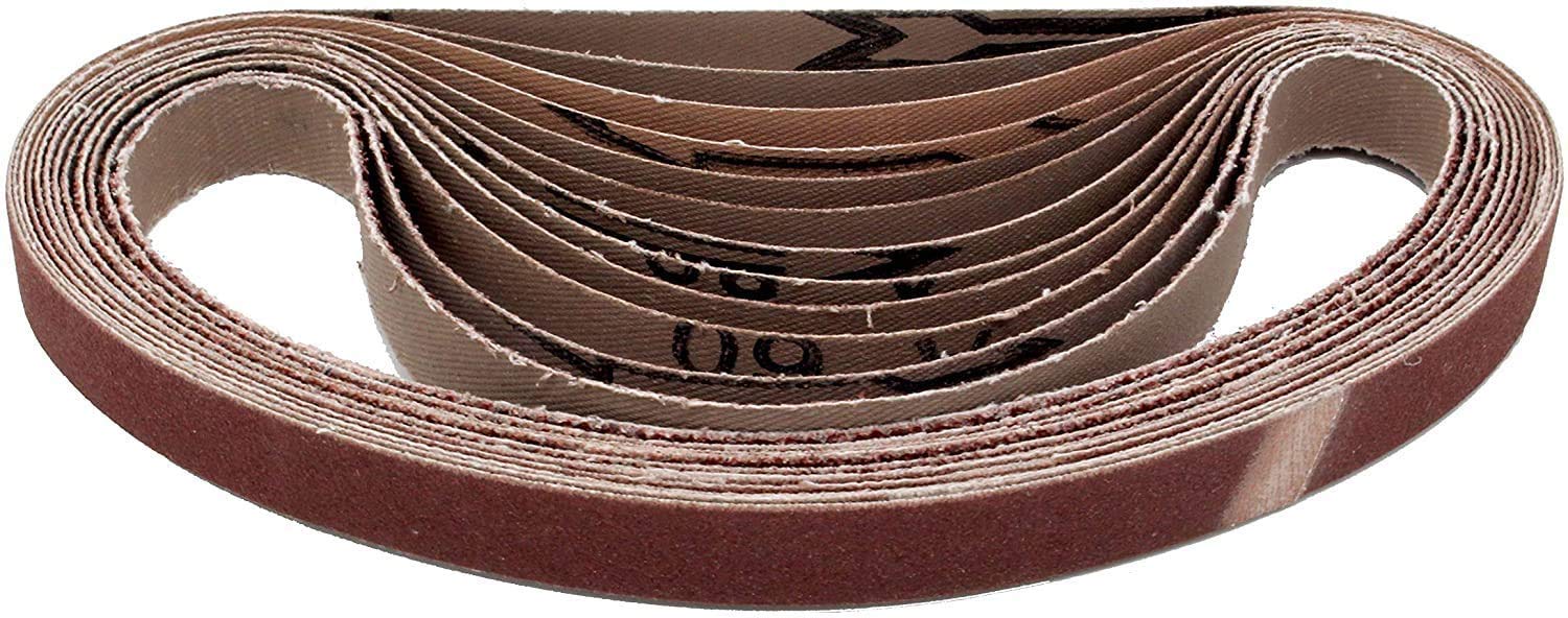 96 pezzi/nastri abrasivi in tessuto / 13 x 451 mm / 16 x grana 40-60 - 80-120 - 180-240 / compatibili con Powerfeile/carta vetrata/Mix di nastro abrasivo