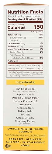 Miniatura 11 de Simple Mills Galletas crujientes de harina de almendras, nueces tostadas, sin gluten, veganas y saludables, hechas con aceite de coco orgánico, 5.5