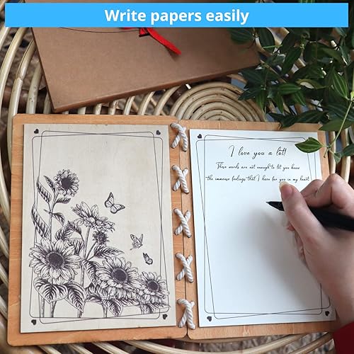 Vista 9 de DEPLEE Rose Basket - Tarjetas de madera de 6 x 8 pulgadas, tarjeta de aniversario para ella con diseño romántico de tarjeta de madera, tarjeta