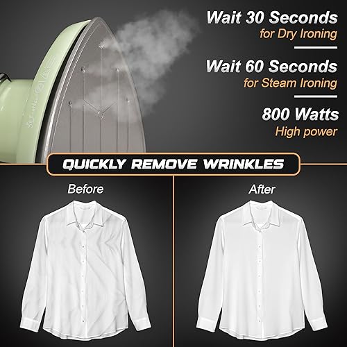 Miniatura 3 de Econour Mini plancha de viaje 2 en 1 y vaporera con control de temperatura, indicador de luz y suela antiadherente, compacta, portátil e ideal para