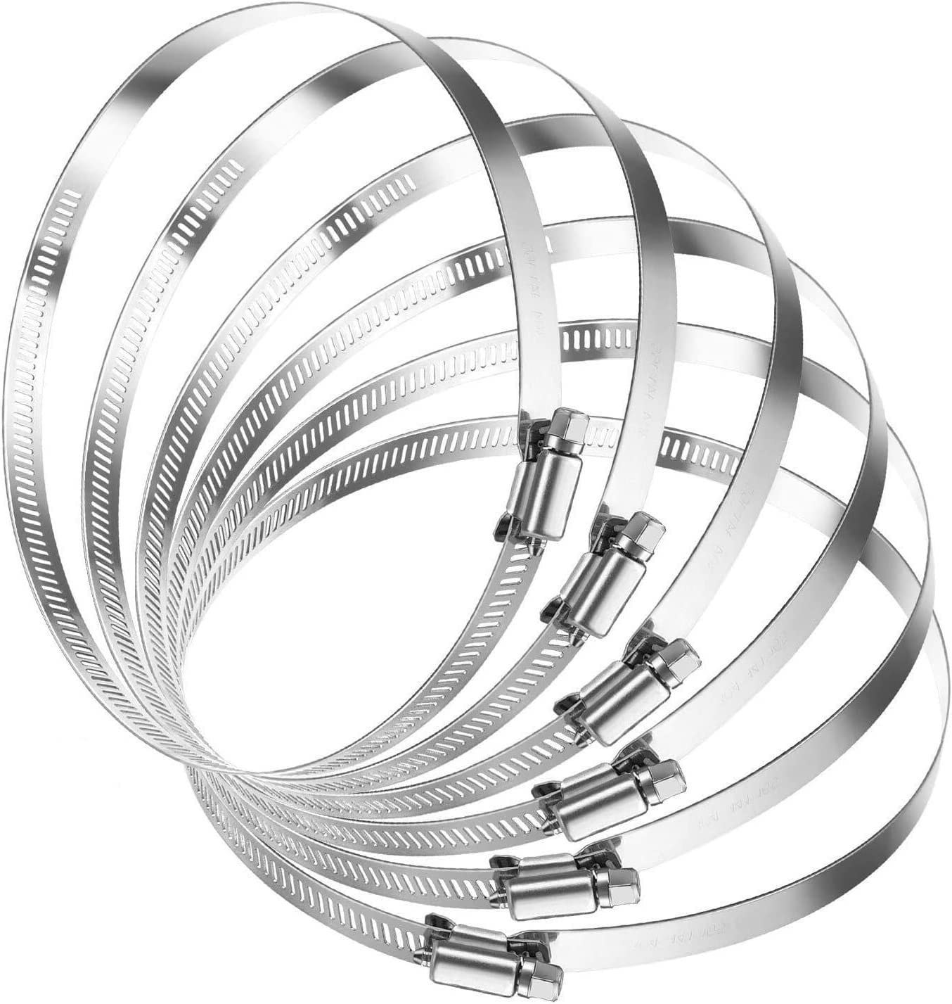 Fgjtgue Silver Jubilee Clips, 6Pcs 304 Stainless Steel Duct Collar Clamps 6 Inch Hose Clips Adjustable 141Mm-1(,130 152Mm)