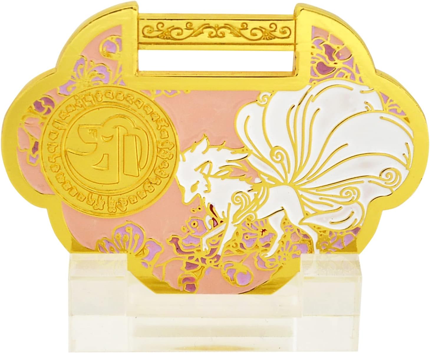 Feng Shui Romance Lock Patron Saint Guardian Amulet Ornaments, Gold, Base 5x1.5cm Lock 7.5x5.5cm Box 7.5x7.5x3.5cm