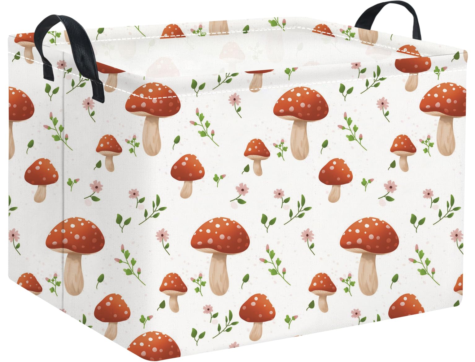Rectangular Baby Kids Storage Basket for Home Kitchen Girls Cute Toy Storage Bin Organizer Shelf Book Room Decor(Mushroom)