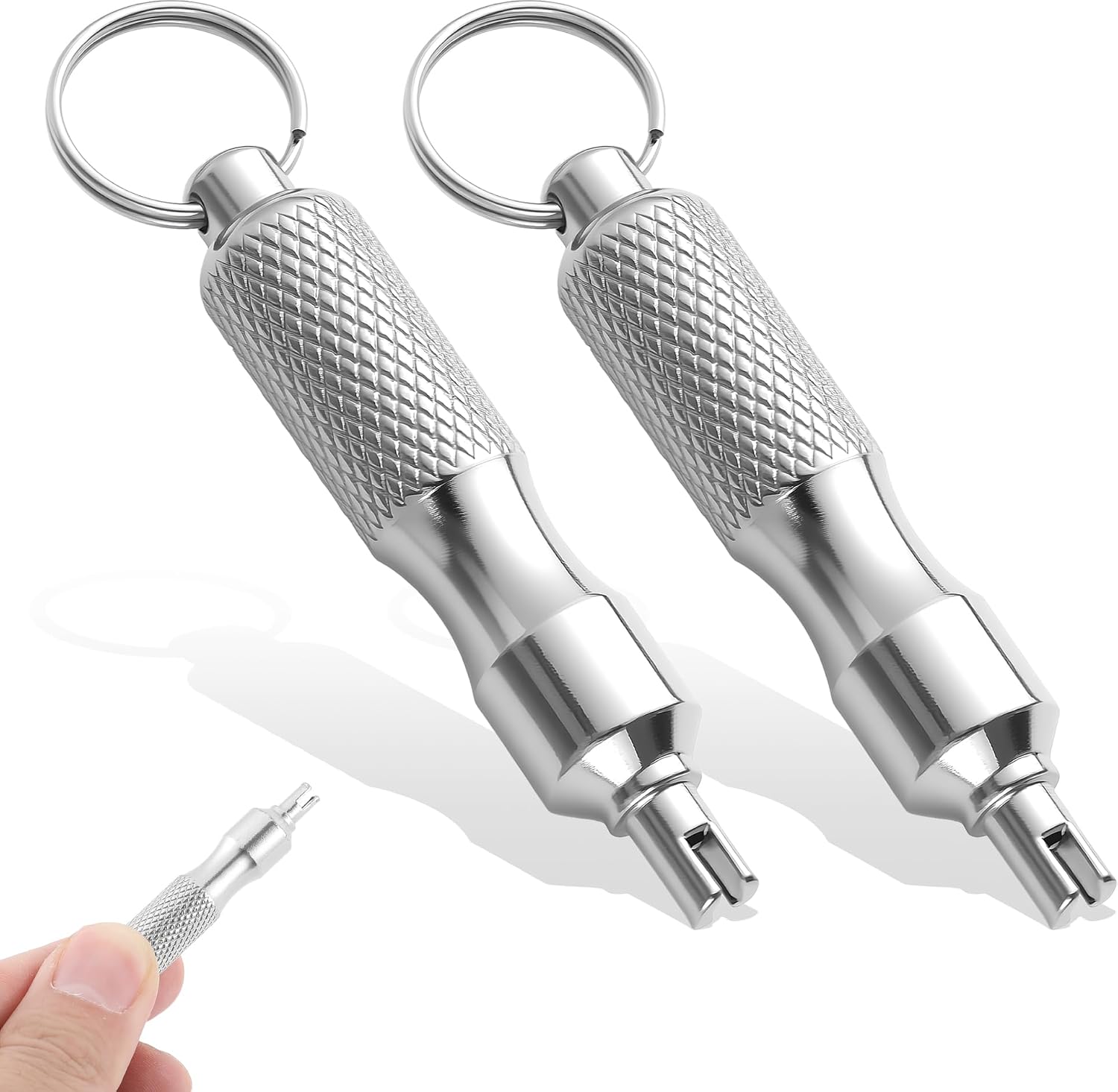 2 Pcs Valve Core Removal Tool Keychain, Stainless Steel